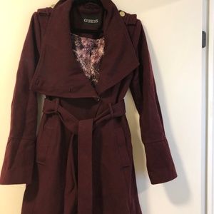 Burgundy wool pea coat